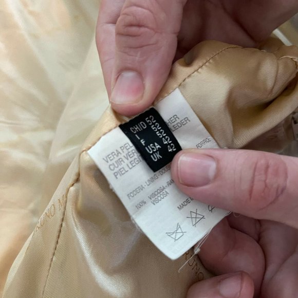 Bruno Magli Womens Ivory Real Leather Collared Full Zip Bomber Jacket Size 42 - Picture 10 of 12